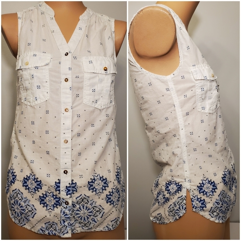 H&M L.O.G.G Sleeveless Button Down Blouse - Picture 1 of 5
